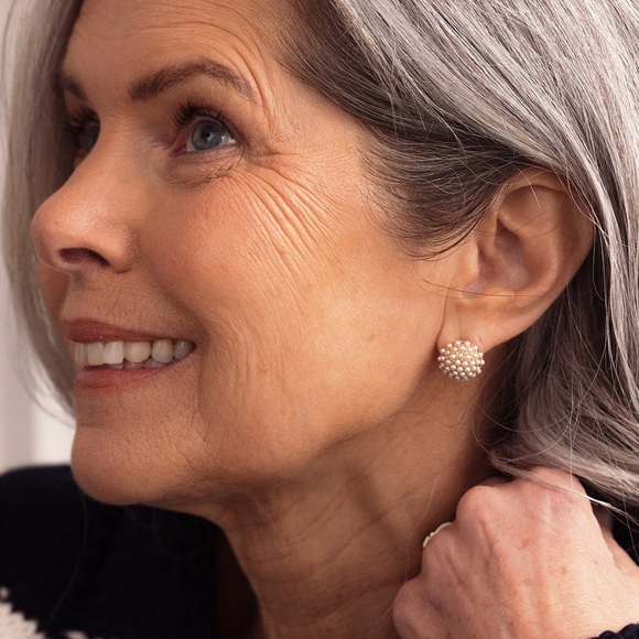 Olive and Piper Pave Pearl Studs - Picture 3 of 7